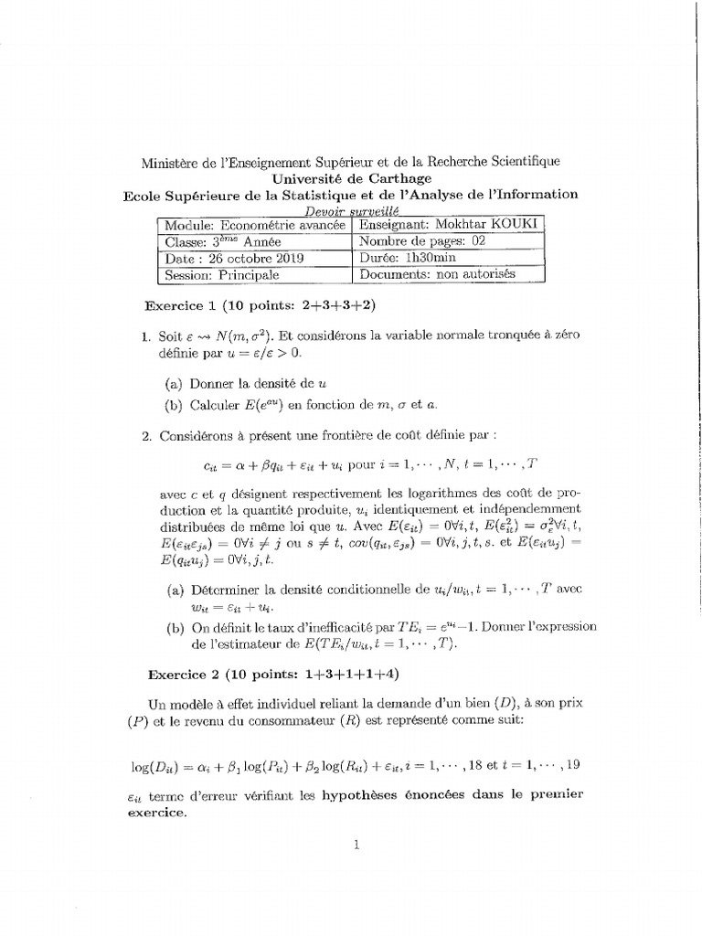 Examens P1 3A 2019 2020 | PDF