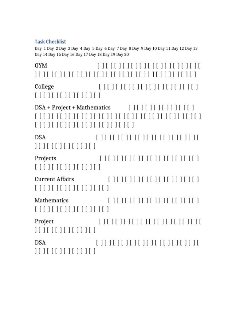 Task Checklist | PDF