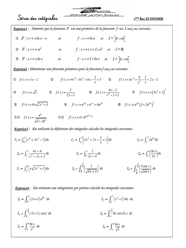 Intégrales et primitives en économie | PDF | Physique mathématique | Calcul