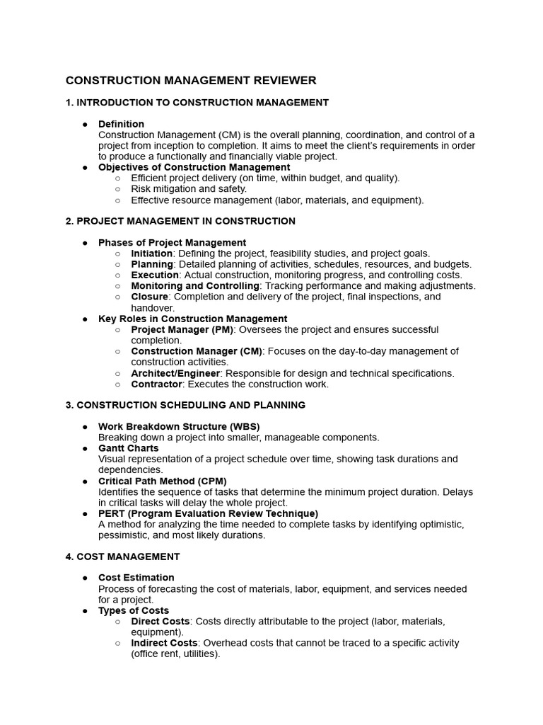 Construction Management Essentials Guide | PDF | Construction ...