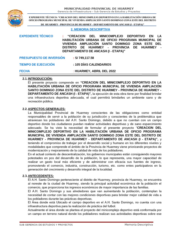 Minicomplejo Deportivo en Huarmey | PDF | Lima