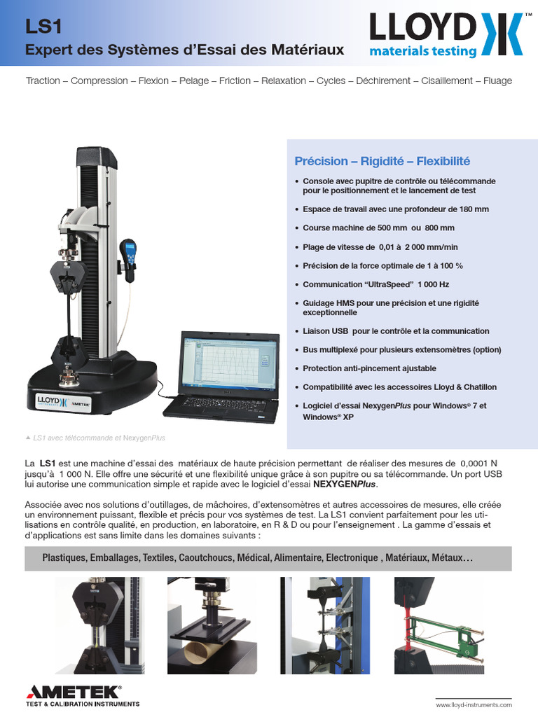 Machine d'Essai LS1 Lloyd Instruments | PDF