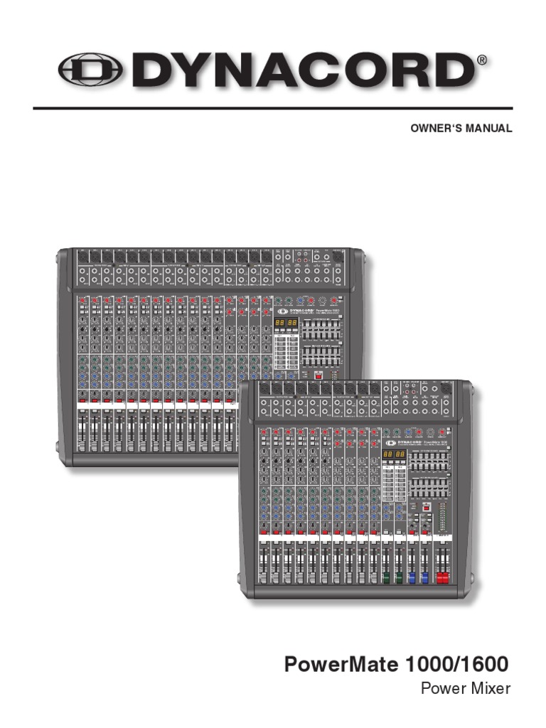 Dynacord Powermate 1000 Manual PDF Equalization (Audio) Microphone