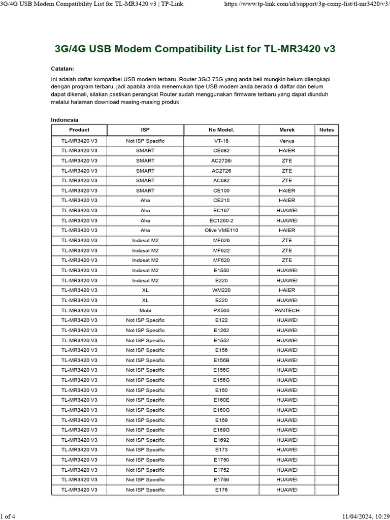 3g 4g usb modem compatibility list for tl mr3420 v3 tp link pdf