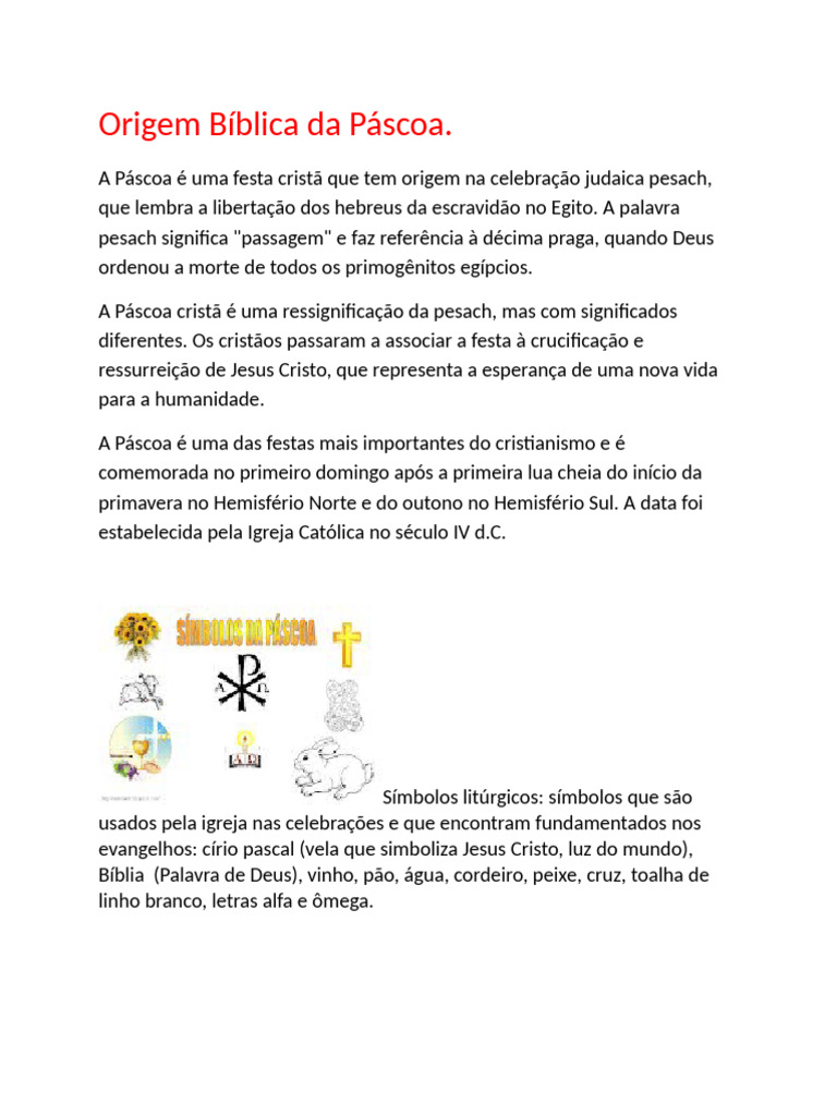 Origem e Significado da Páscoa | PDF | Páscoa