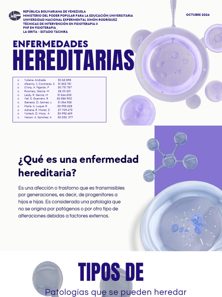 Enfermedades Hereditarias. Presentación | PDF | Enfermedades y ...