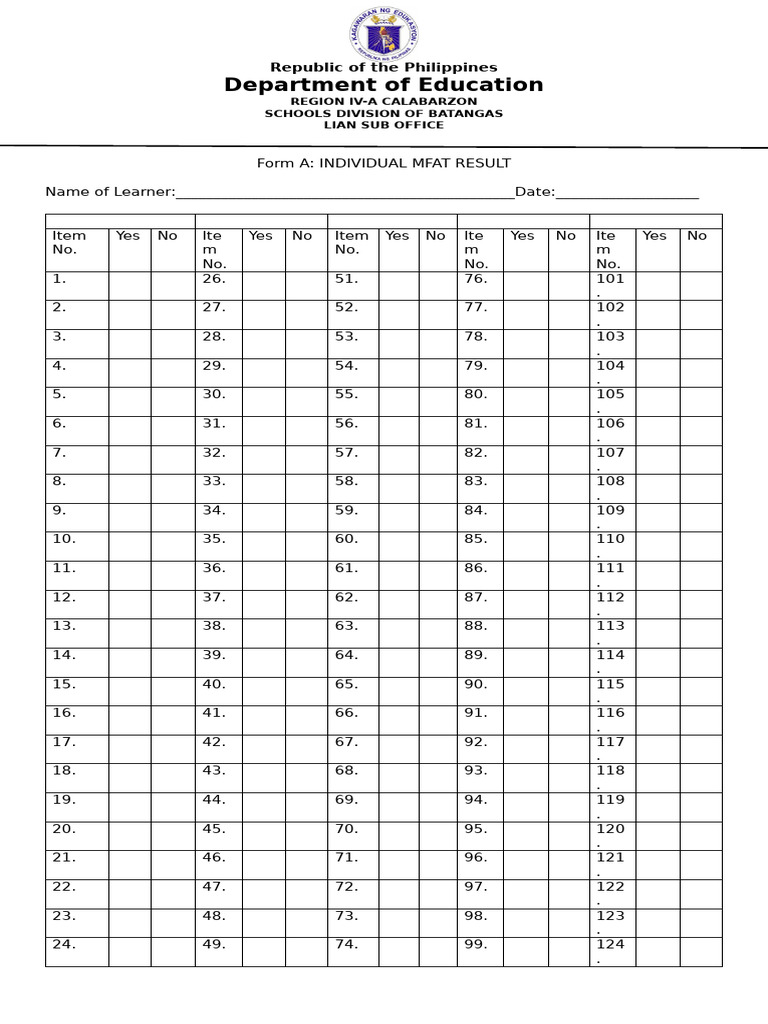 Form A MFAT | PDF | Philippines