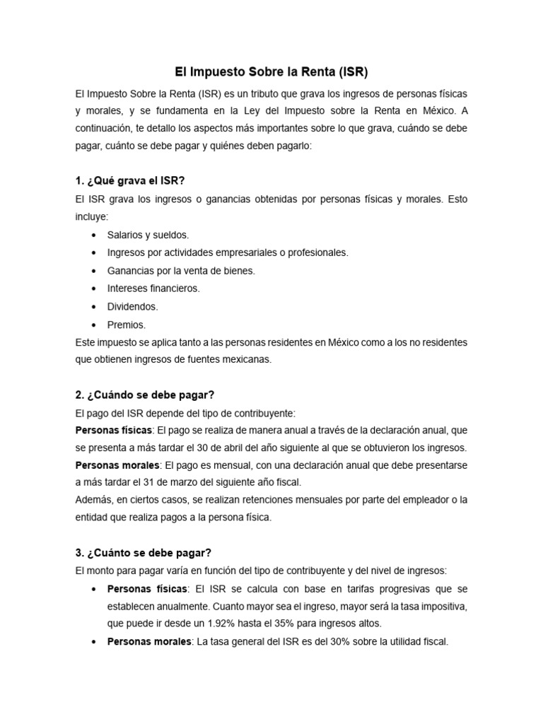 Guía del Impuesto Sobre la Renta en México | PDF | Impuesto sobre la ...
