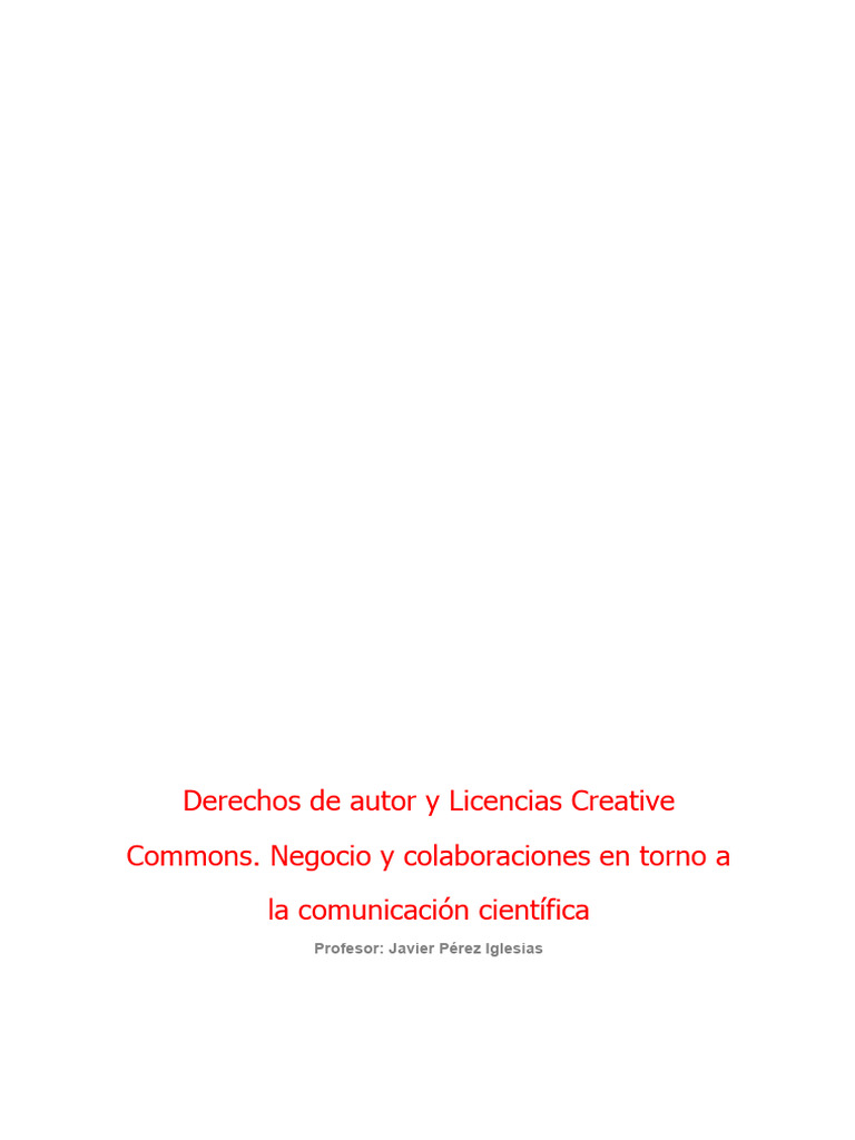 Derechos de Autor y Licencias Creative Commons | PDF | Acceso abierto ...