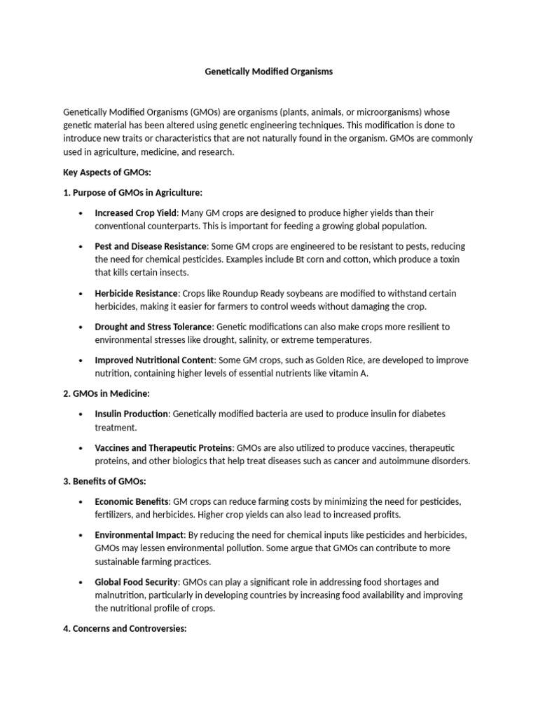 Genetically Modified Organisms | PDF | Genetically Modified Organism ...