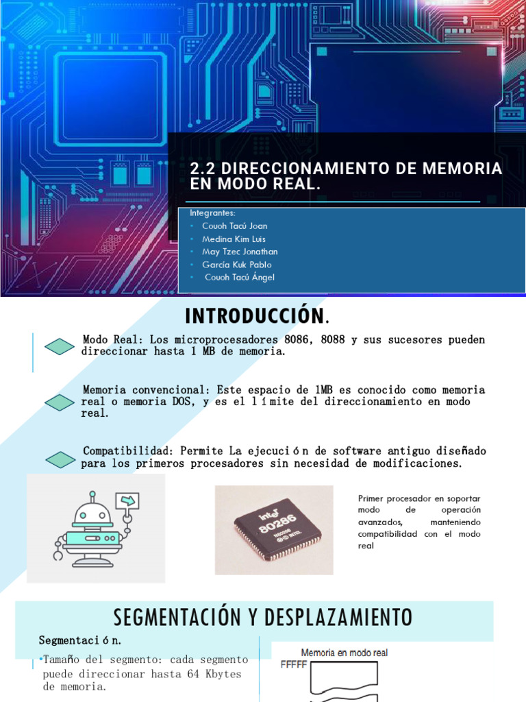 Direccionamiento de memoria en modo real | PDF | Poco | Microprocesador