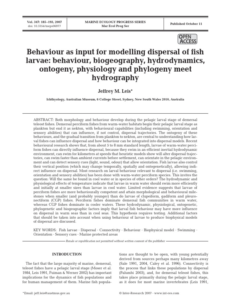 m347p185 | PDF | Biological Dispersal | Fish