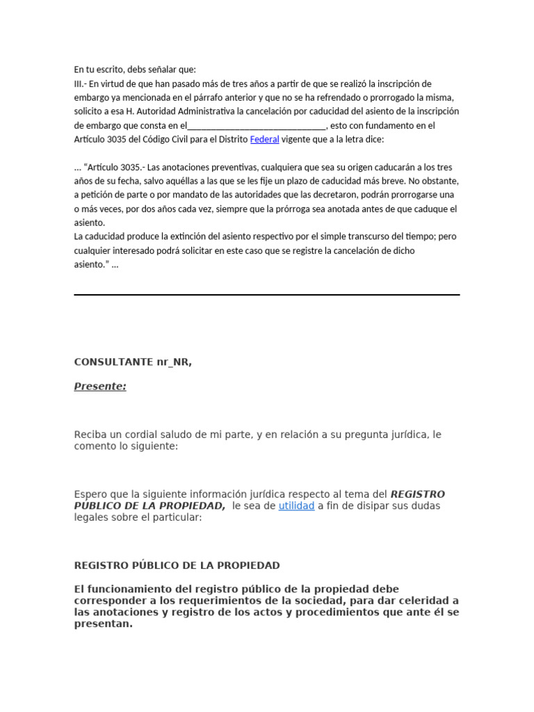 Cancelación de Embargo por Caducidad | PDF | Propiedad | Justicia