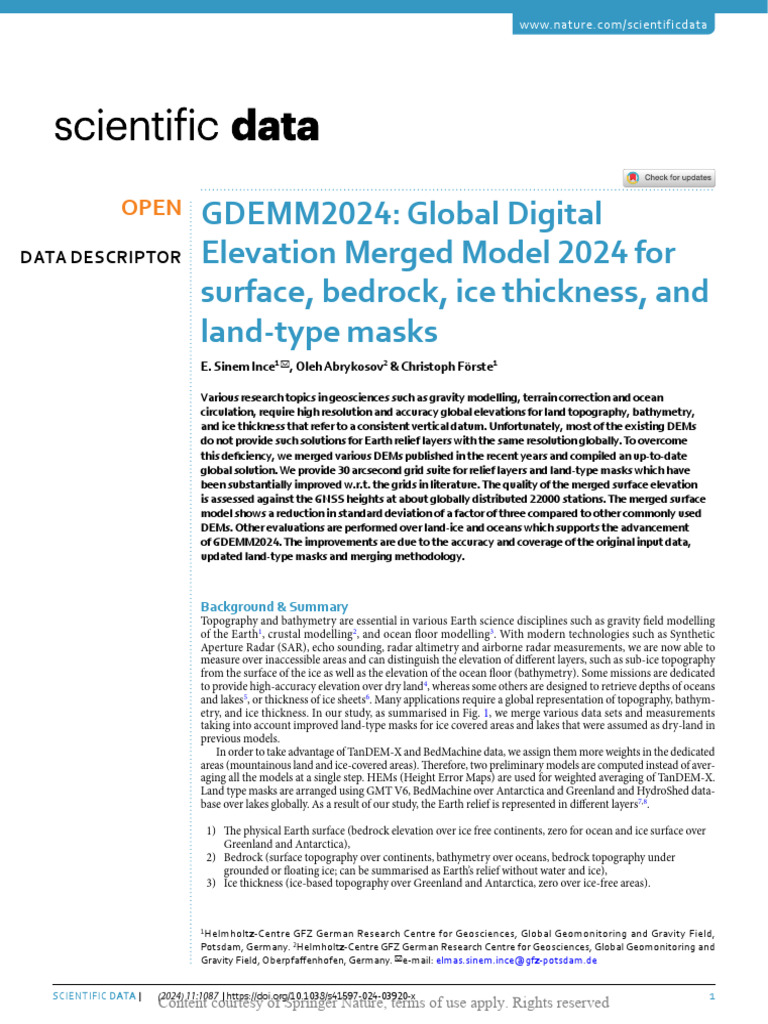 GDEMM2024: Global Elevation Model Update | PDF | Topography | Earth ...