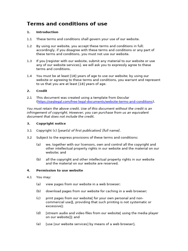 Website Terms and Conditions of Use | PDF | Legal Liability | Copyright
