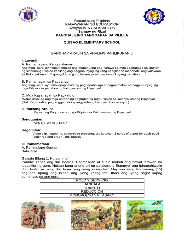 Semi Detailed Lesson Plan in Ap 5 Cot 2 Gerald M Garrovillas | PDF