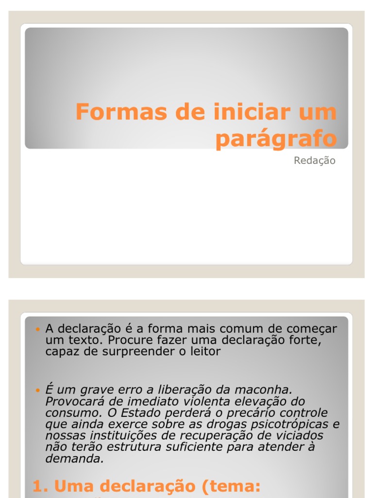Formas de Iniciar Um Parágrafo | PDF | Brasil | Sociologia