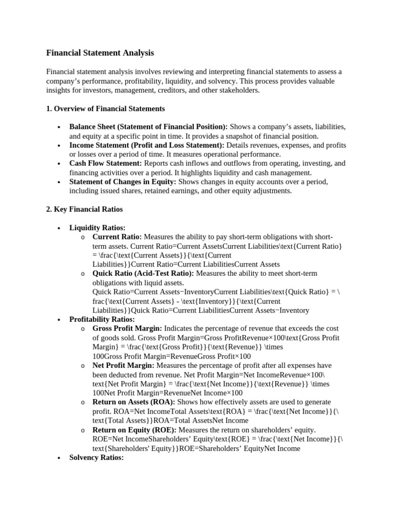Financial Statement Analysis Guide | PDF | Revenue | Financial ...