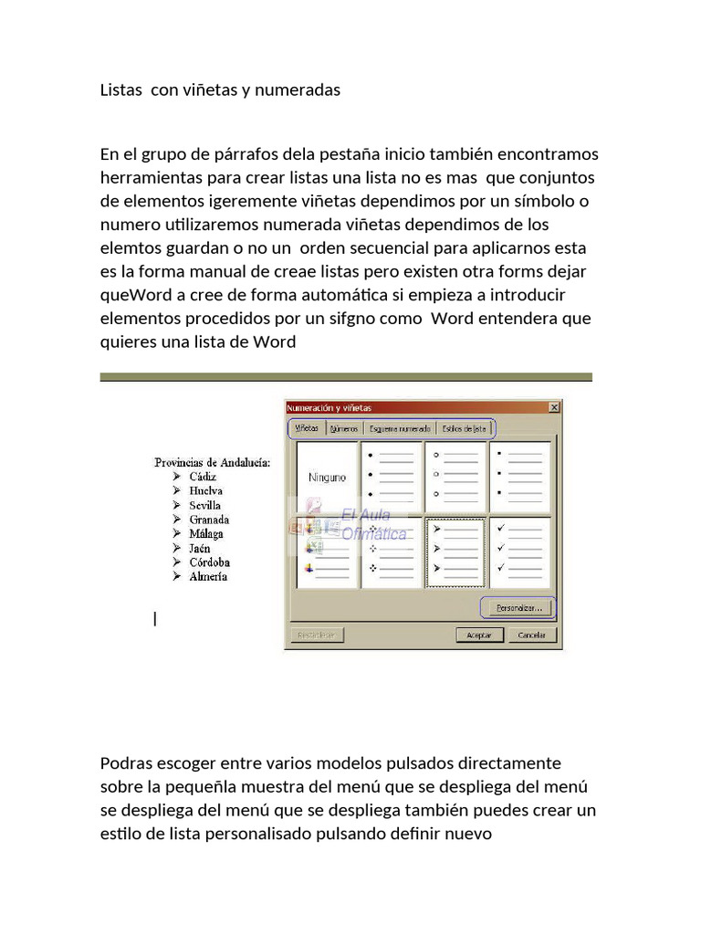 Listas Con Viñetas Y Numeradas Pdf