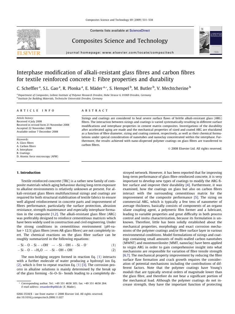 Interphase Modification of Alkali-Resistant Glass Fibres and Carbon ...