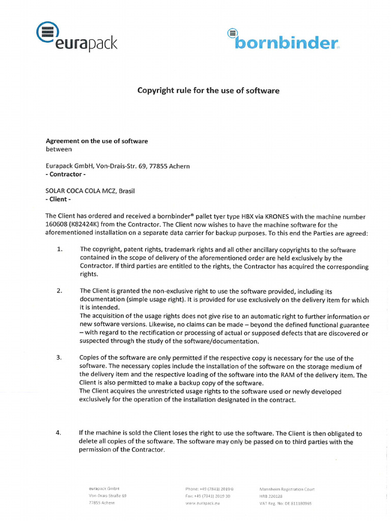 Software Agreement HBX160608 | PDF | Copyright | Property Law