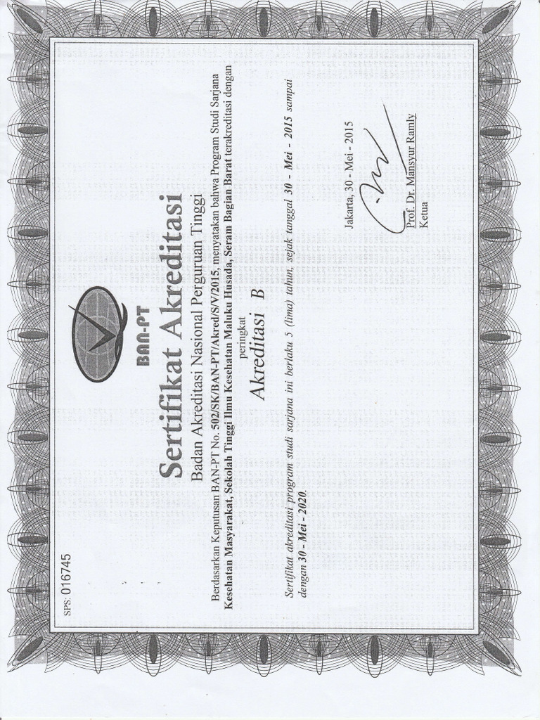 Sertifikat Akred Kesmas 2015 | PDF