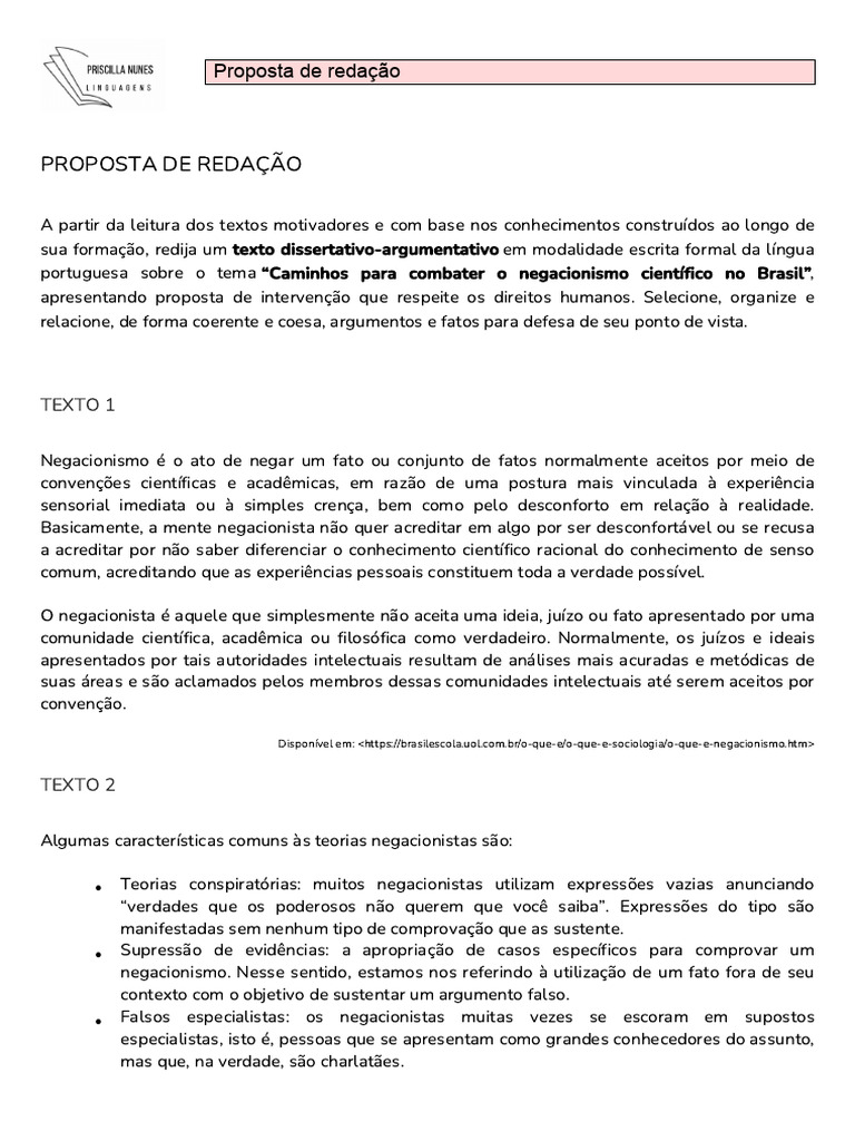 Caminhos para Combater o Negacionismo Científico No Brasil | PDF ...