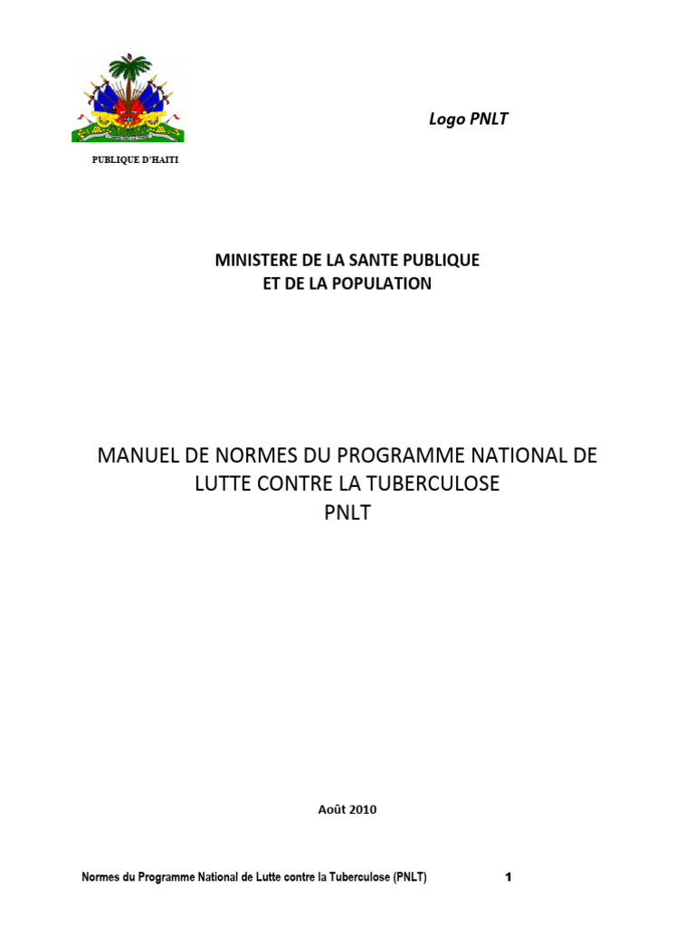 Normes du PNLT sur la Tuberculose | PDF | Tuberculose | VIH