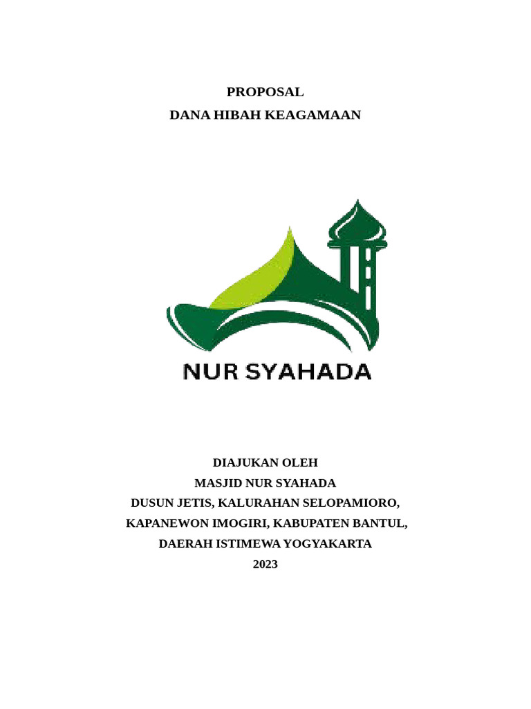 Proposal Dana Hibah Masjid Nur Syahada | PDF