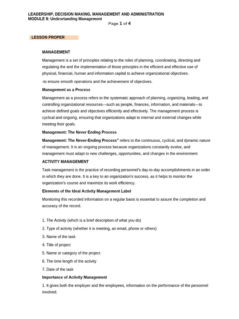 MODULE 9. Lesson Proper | PDF | Leadership | Disciplines