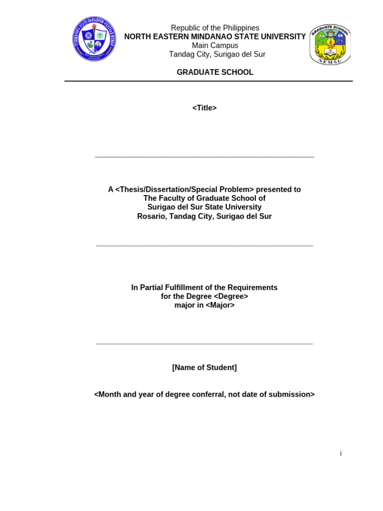 Thesis Manuscript Guidelines for NEMSU | PDF | Thesis | Mindanao