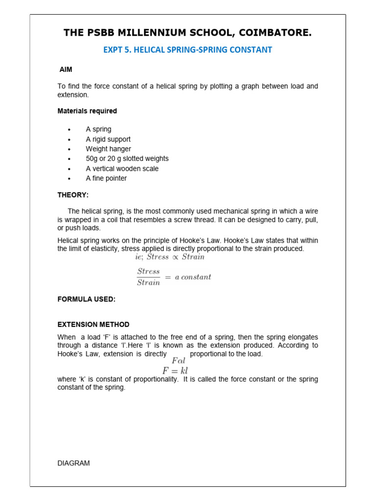 Helical Spring Constant Experiment Guide | PDF | Drag (Physics) | Viscosity