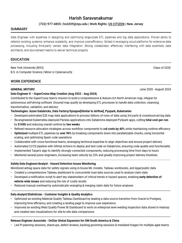 Data Engineer Resume: ETL & Cloud Expertise | PDF | Apache Spark ...