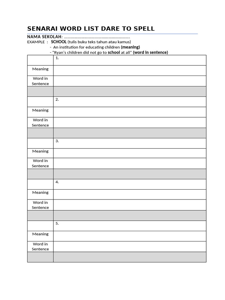 Dare to Spell Word List Instructions | PDF