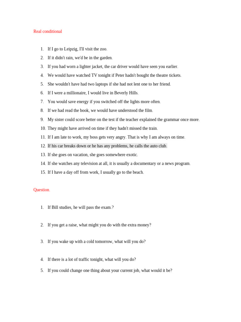 Real Conditional | PDF