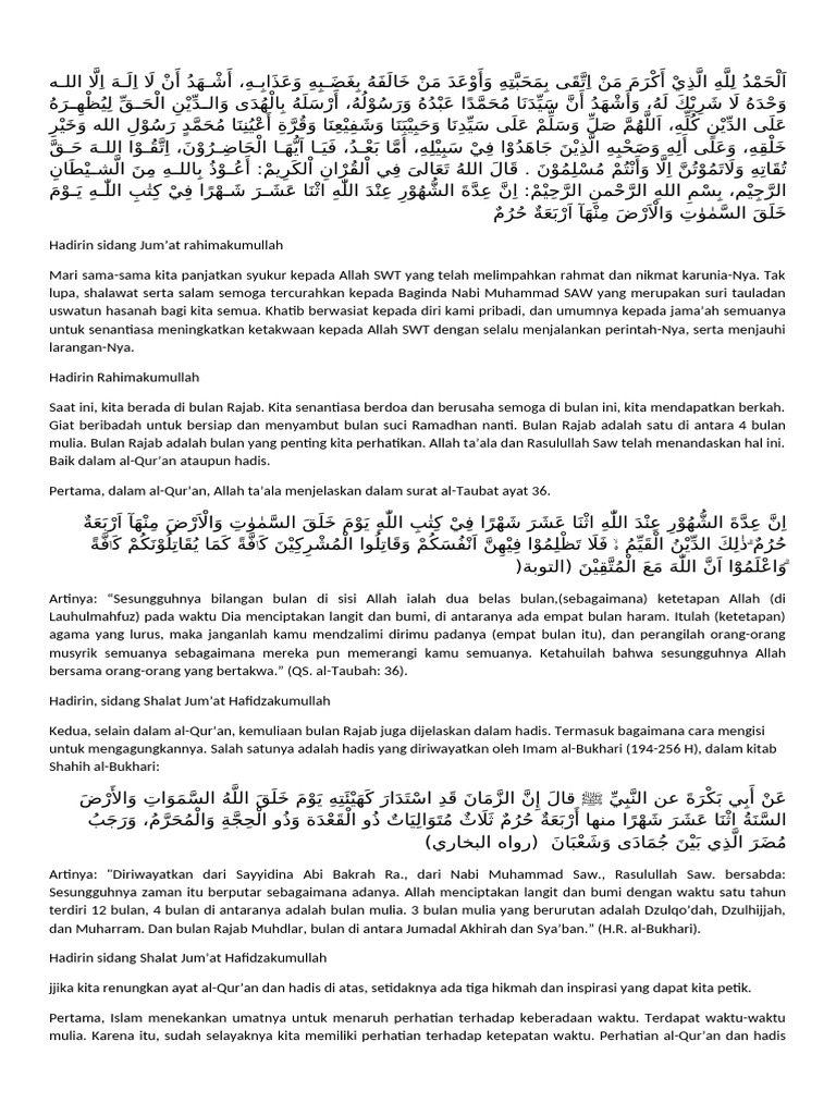 Hikmah Bulan Rajab dalam Islam | PDF