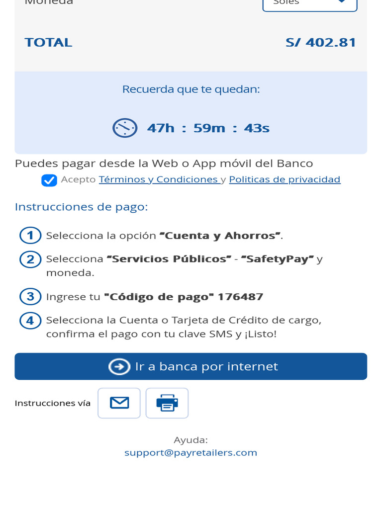 Instrucciones de Pago en Banco Online | PDF