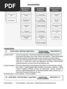 Accounting Ratios Formulas Sheet