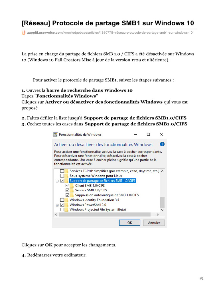Activer SMB1 sur Windows 10 | PDF