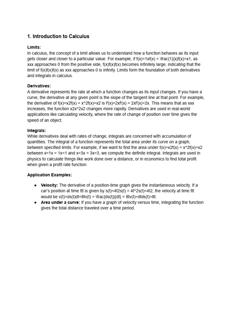 Intro To Calculus | PDF