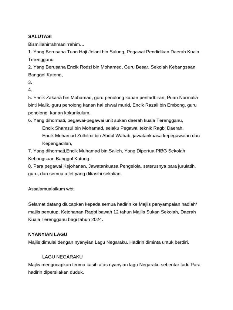 Teks Kejohanan Ragbi 2024 | PDF