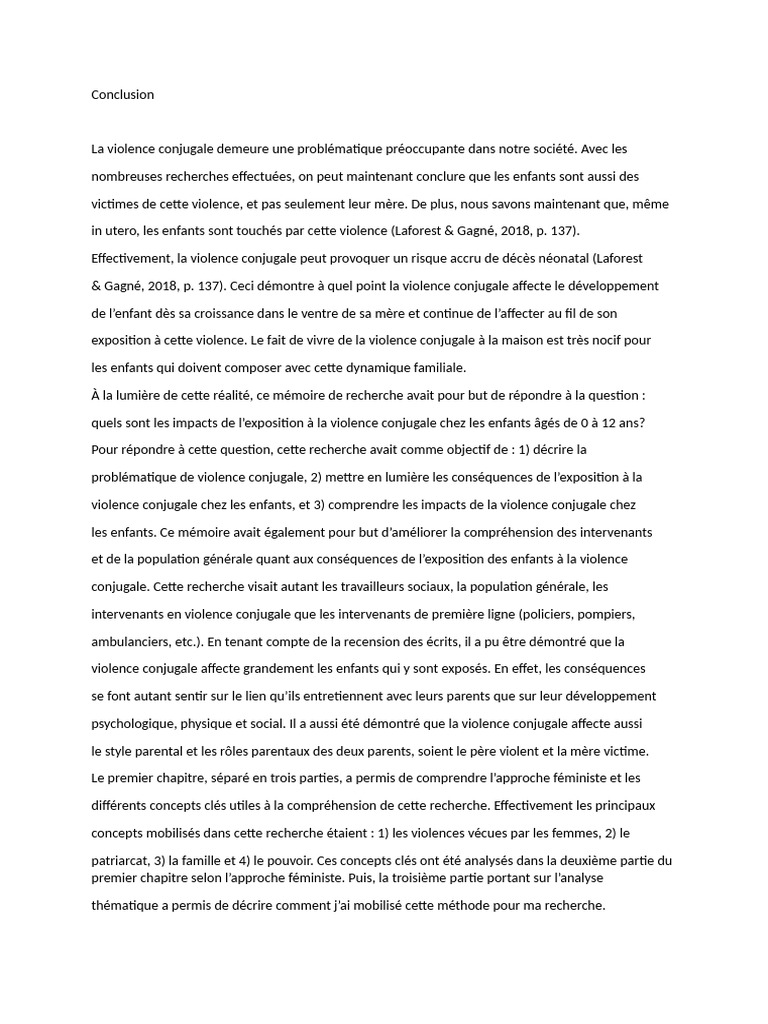 Impacts de la violence conjugale sur les enfants | PDF | La violence ...