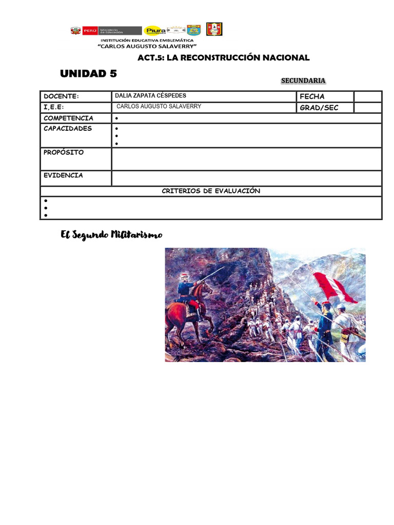 FICHA DE ACTIVIDAD CCSS 4° - SEMANA 5 (Un, 6) | PDF | América del Sur