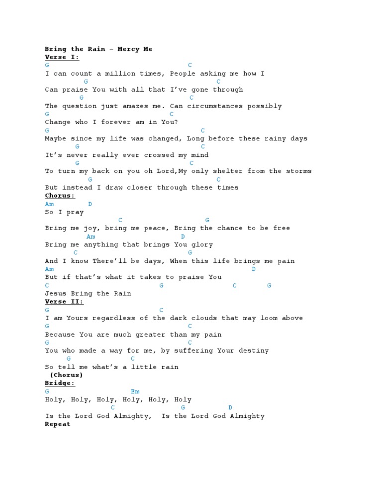 Bring the Rain Chords Song Structure