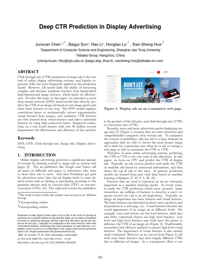 Deep CTR Prediction in Display Advertising | PDF | Deep Learning ...