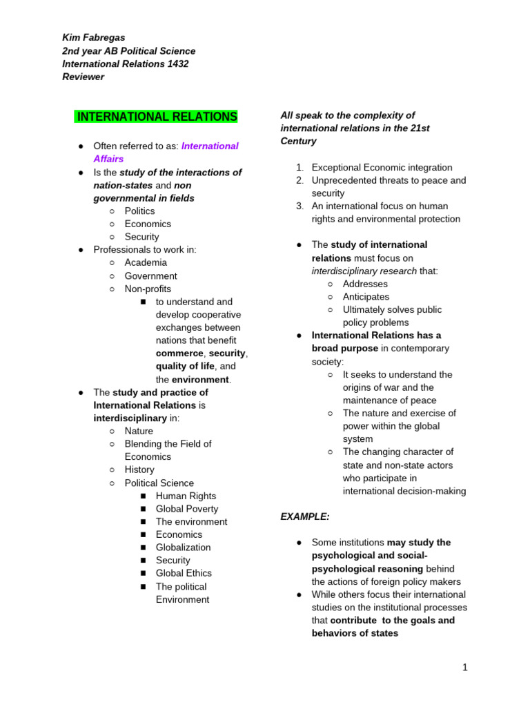International Relations | PDF | International Relations | Political Science