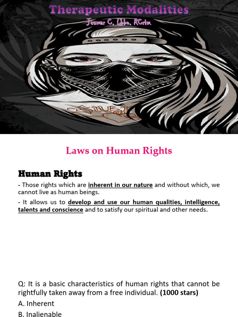 Therapeutic Modalities - Jesmar Lobo | PDF | Human Rights | Prison