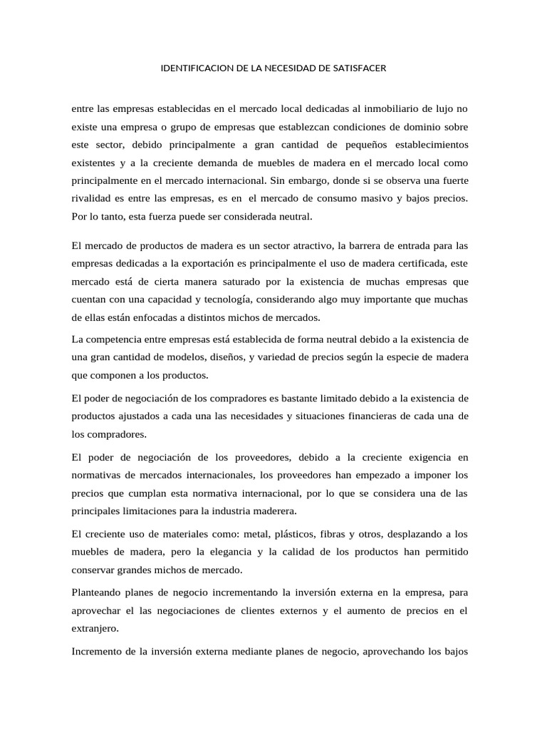 Identificacion de La Necesidad de Satisfacer | PDF | Mercado (economía ...