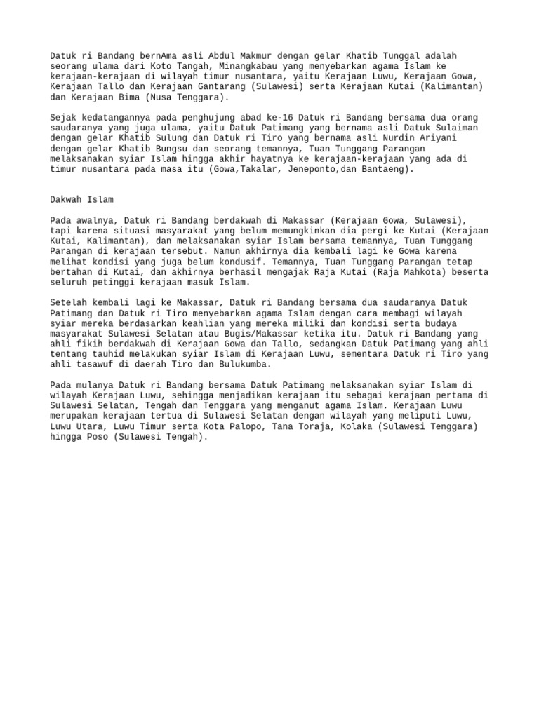 Dakwah Datuk ri Bandang di Nusantara | PDF