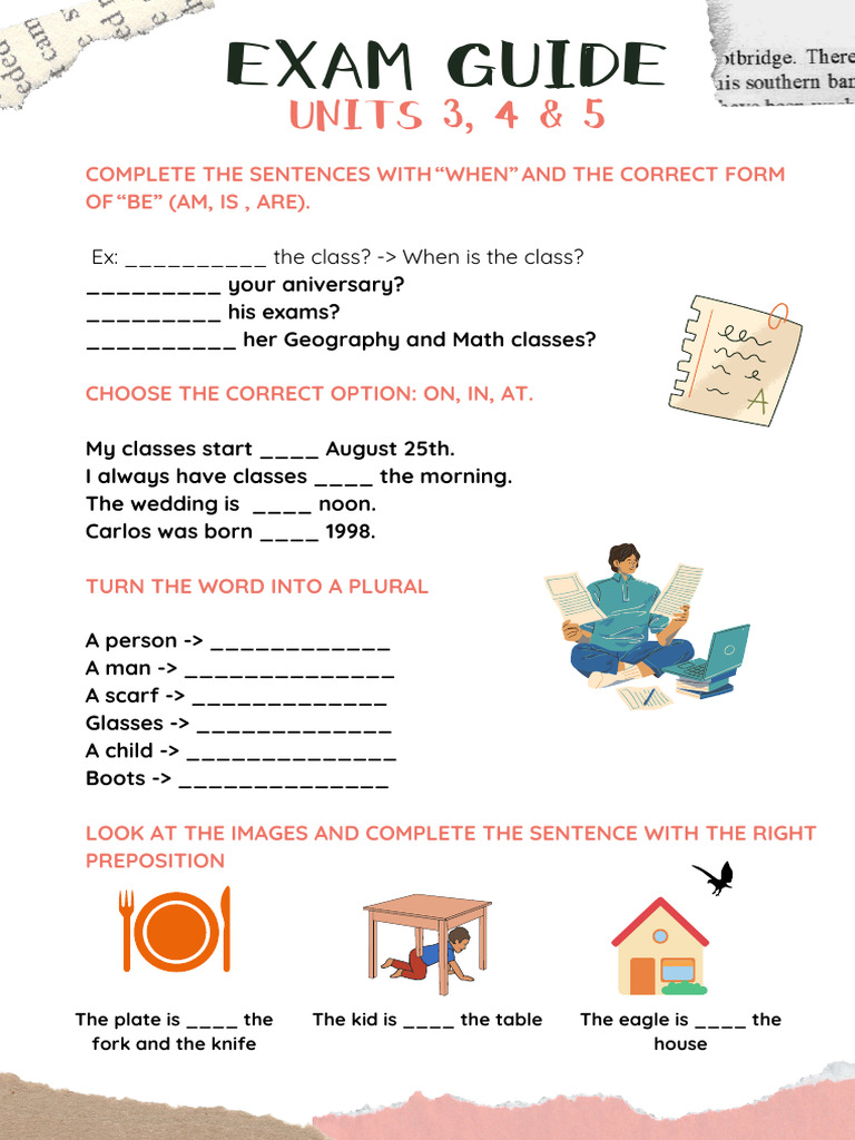 Grammar Exercises: Prepositions & Plurals | PDF